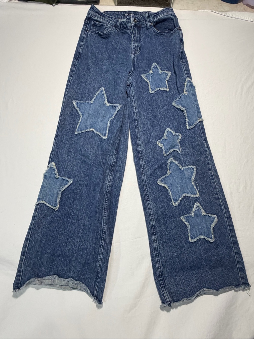 Hot Topic Blue Star-Appliqué Wide Leg Jeans